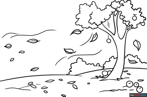 Fall Scenery Coloring Page | Easy Drawing Guides