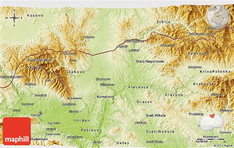 Physical 3D Map of Kumanovo