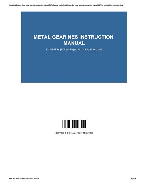 Metal gear nes instruction manual by WilliamHurst4859 - Issuu