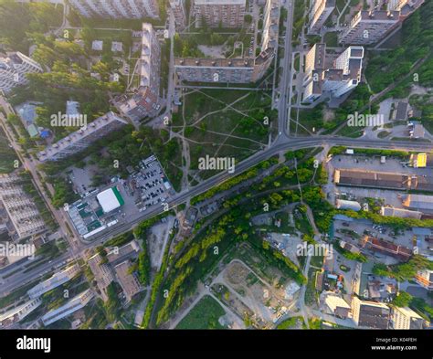 Aerial city view from air (helicopter Stock Photo - Alamy