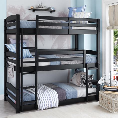 Better Homes & Gardens Tristan Triple Bunk Bed, Black - Walmart.com