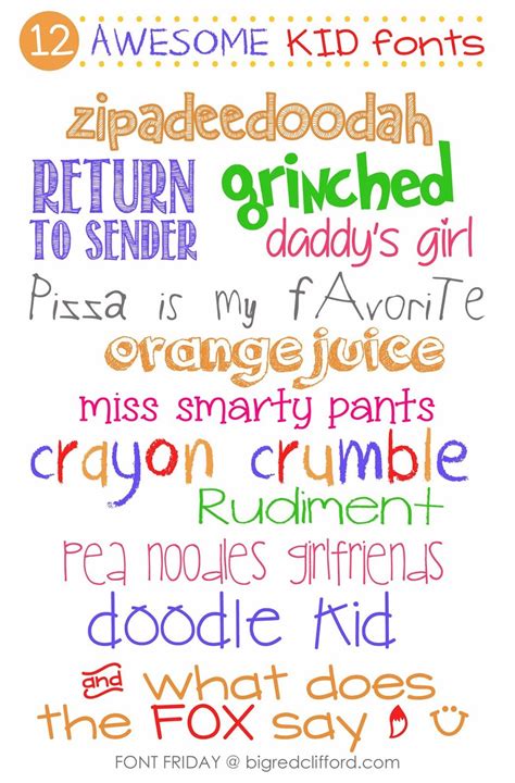 NEW favorite free kid & handwriting fonts. #invite #kid bigredclifford.com | Kids handwriting ...