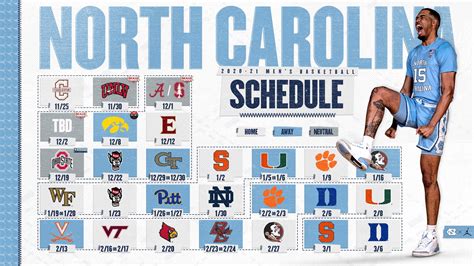 Unc Basketball Schedule Printable