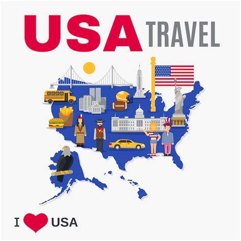 World Travel Agency Etats-unis Culture Flat Poster | Vecteur Gratuite