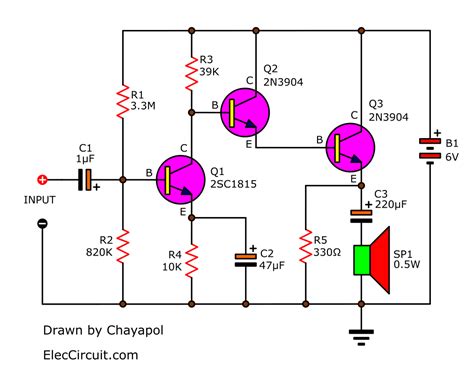 Very simple amplifier circuit using transistor 2N3904