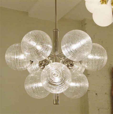 Chrome Chandelier with 9 Spun Glass Globes at 1stDibs