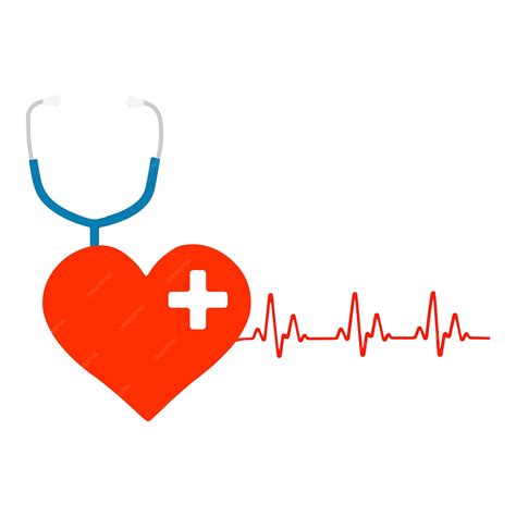 Premium Vector | Heart and heartbeat and stethoscope isolated on white ...