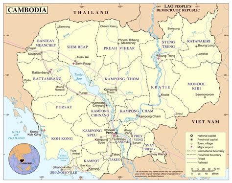 Large detailed political and administrative map of Cambodia with roads ...