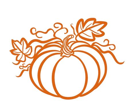 Premium Vector | Orange pumpkin silhouette outline stencil,leaves.Fall ...