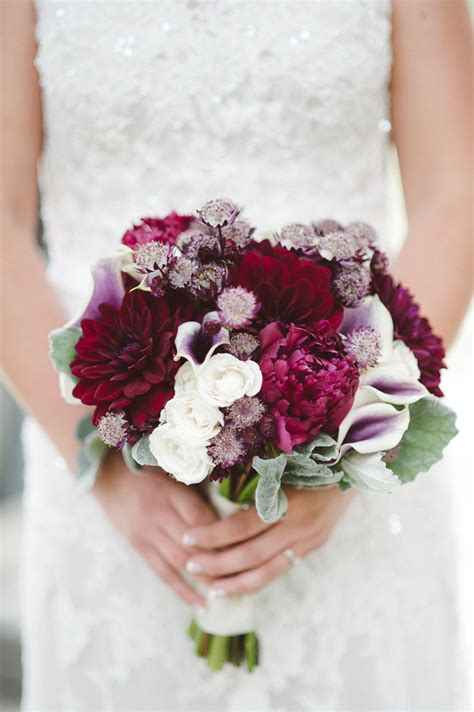 Burgundy and White Flower Bouquet