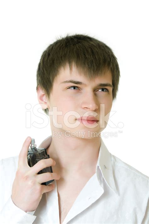 Man Spraying Perfume Cologne To His Neck Stock Photo | Royalty-Free ...