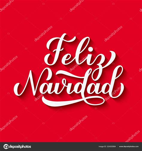 Feliz Navidad calligraphy hand lettering with shadow on red background. Merry Christmas ...