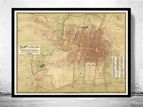 Old Map of Mexico City 1907 Vintage Map Wall Map Print - VINTAGE MAPS ...