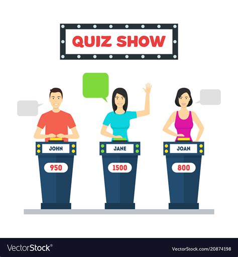 Cartoon people quiz game show concept Royalty Free Vector