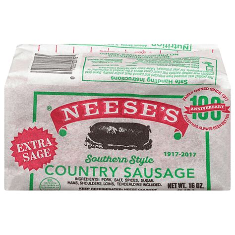 Neese's Sausage, Country, Southern Style 16 Oz | Pork | Carlie C's