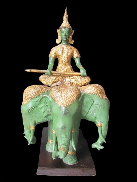 Large Thai Bronze Sculpture Statue of Indra Riding Three Headed Elephant | Sculptures & statues ...