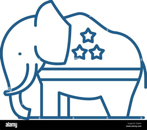 Republican elephant line icon concept. Republican elephant flat vector ...