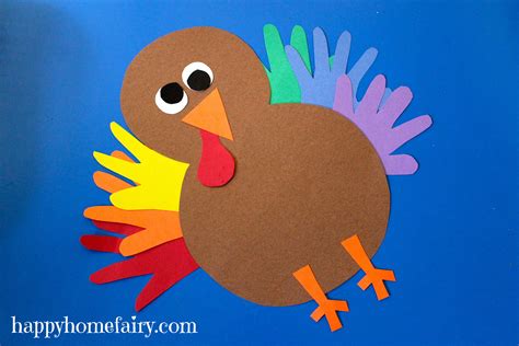 Thankful Handprint Turkey Craft - FREE Printable - Happy Home Fairy