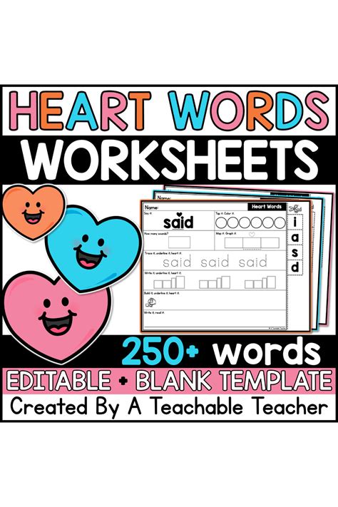 Heart Words Worksheets Kindergarten Science of Reading + Temp Heart ...