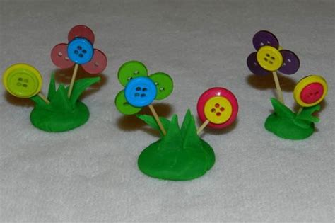 Button and play doh flowers | Lalaloopsy party, Mothers d, Play doh