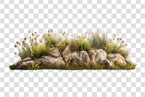 Premium PSD | Rocky terrain with desert plants