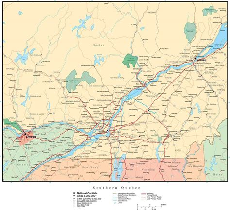 Southern Quebec map in Adobe Illustrator vector format