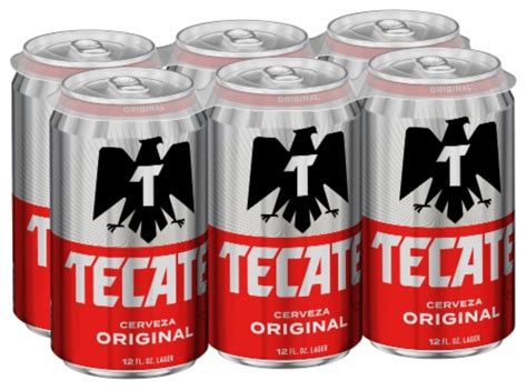 Tecate Original Mexican Lager Beer, 6 Pack, 12 fl oz Cans, 6 cans / 12 ...