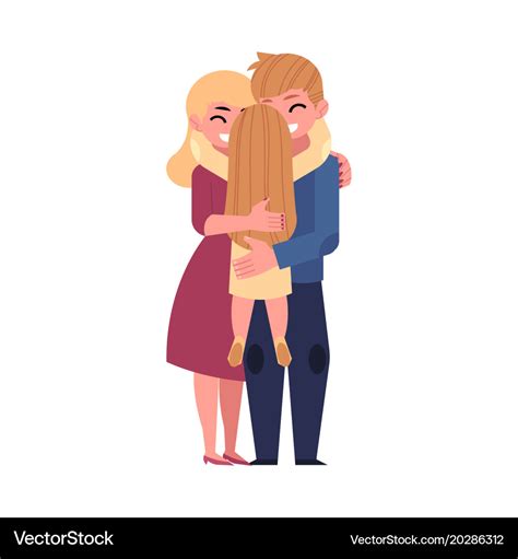 Parents mom and dad hugging their daughter Vector Image