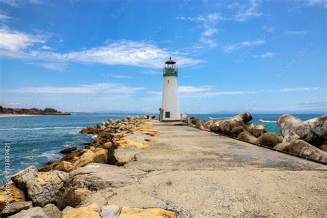 Santa Cruz Breakwater Lighthouse in Santa Cruz, Walton Lighthouse Stock Photo | Adobe Stock