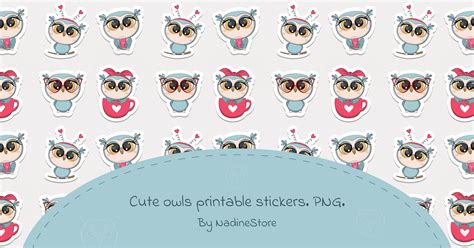 Cute Owls Printable Stickers. PNG. – MasterBundles