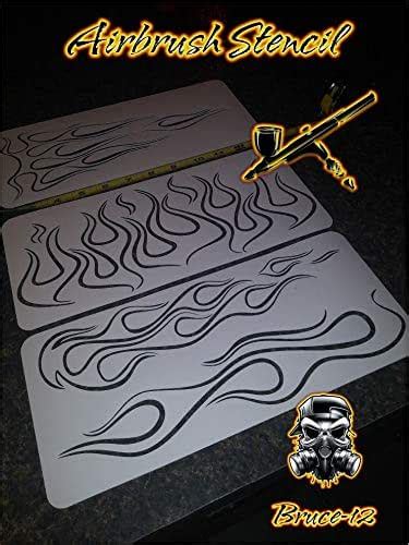 Amazon.com: GHOST FLAMES PINSTRIPE Airbrush Stencil Motorcycle Tank FLAMES 3 Pack: Handmade