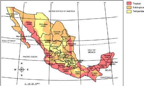 The climatic zones in Mexico. Mexico has a wide range of climate zones... | Download Scientific ...