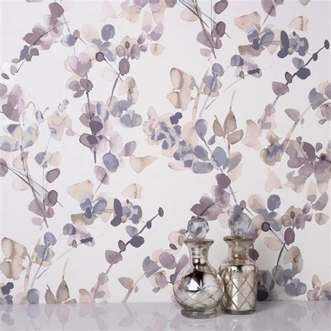 Honesty Mauve Floral Wallpaper | Dunelm