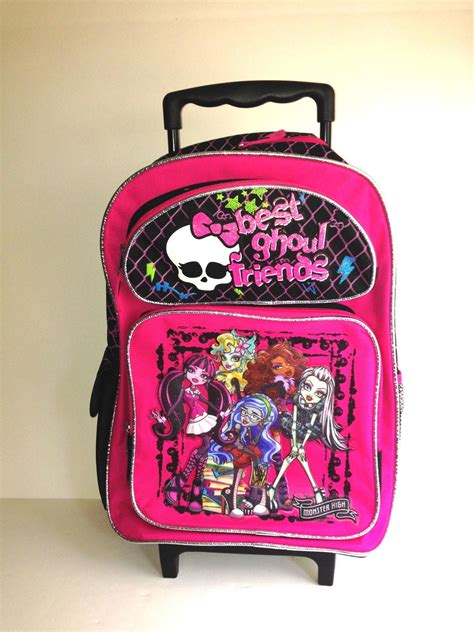 Monster High Large 16" Rolling Backpack - Pink Glitter Best Ghoul ...