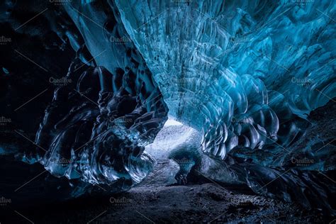 Blue ice cave in vatnajokull glacier featuring ice, cave, and iceland | High-Quality Nature ...