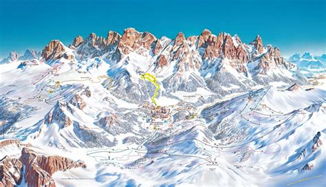 Skimap con piste e impianti del comprensorio San Martino di Castrozza