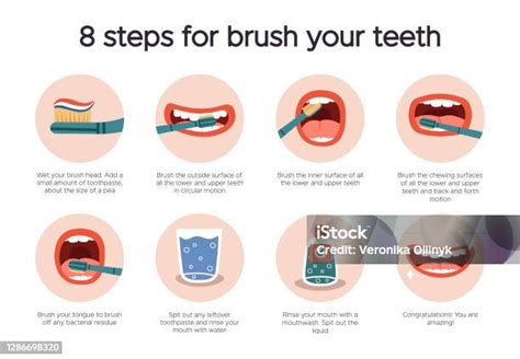 Dental Hygiene Infographic Oral Healthcare Guide Tooth Brushing For Dental Care How To Brush ...