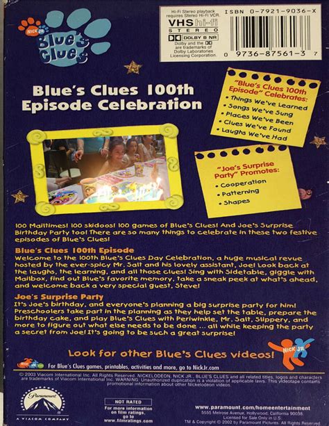 Blue's Clues 100th Episode Celebration VHS (CS) by Jack1set2 on DeviantArt