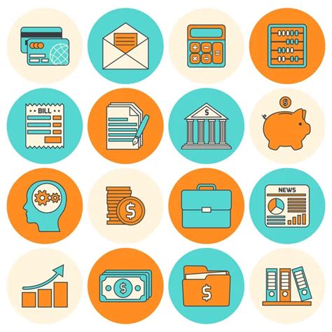 Accounting icons set black — Stock Vector © macrovector #57247295