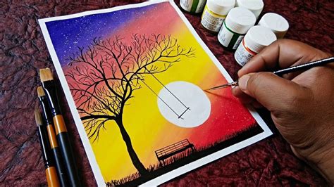 Simple Landscape / landscape painting / Easy For Beginners / Relaxing / Acrylics / Abstract ...