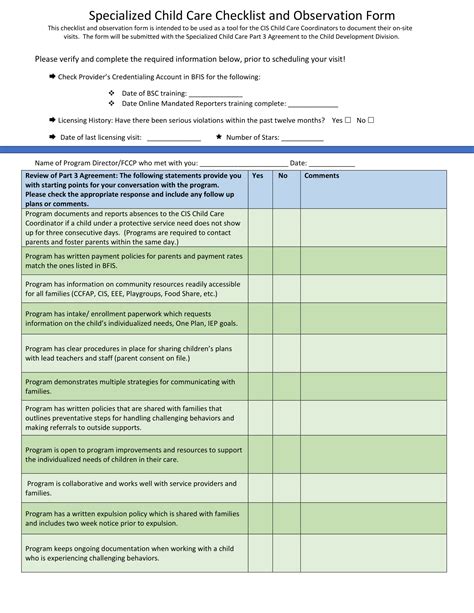 FREE 4+ Child Care Observation Forms in MS Word | PDF