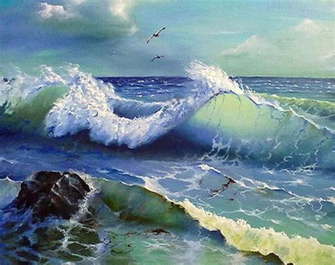 Ocean Waves Ocean Waves Painting, Sea Painting, Seascape Paintings, Painting Kits, Ocean Scenes ...