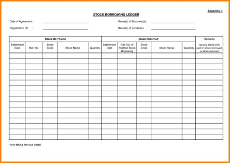 Stock Transfer Ledger Template