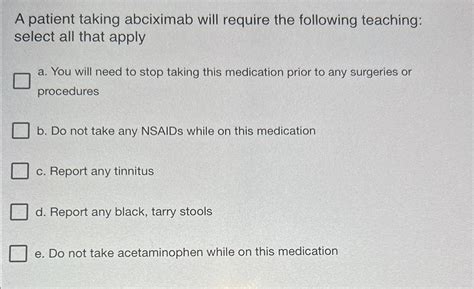 Solved A patient taking abciximab will require the following | Chegg.com