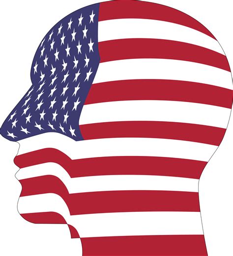 Free Clipart Of A Profiled Head With An American Flag - American Flag Banner - Png Download ...