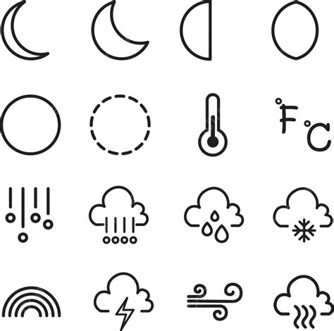 Illustrated Symbols For Weather And Moon Icons In Vector Format Vector, Element, Rainbow ...