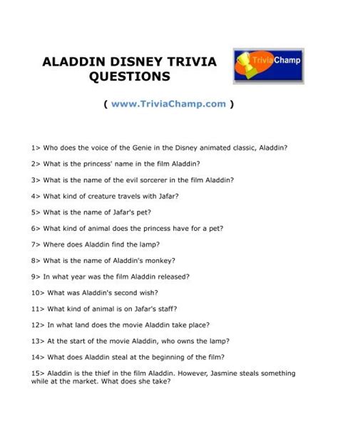 ALADDIN DISNEY TRIVIA QUESTIONS - Trivia Champ