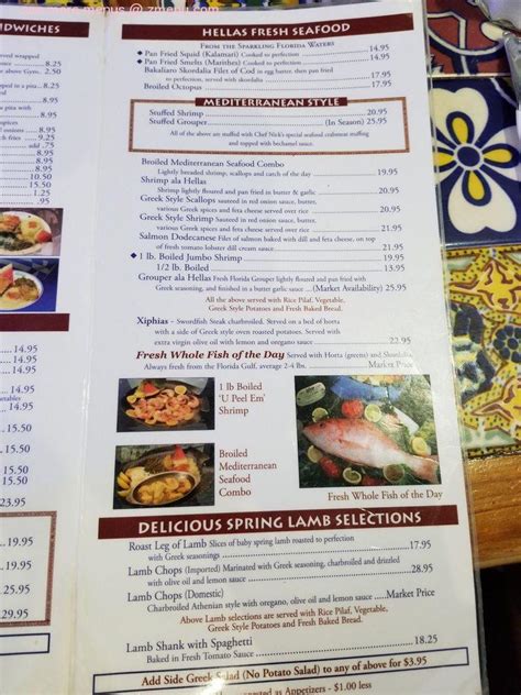 Online Menu of Hellas Restaurant Restaurant, Tarpon Springs, Florida ...