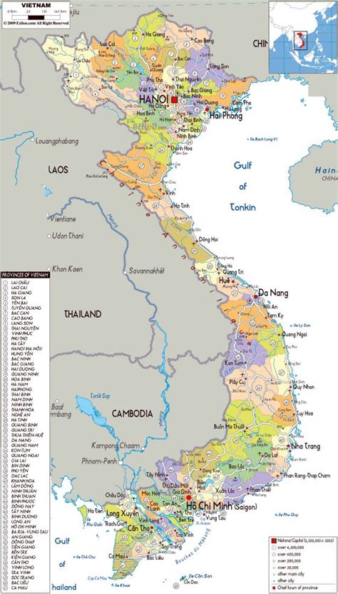 Grande mapa político y administrativo de Vietnam con todas carreteras ...