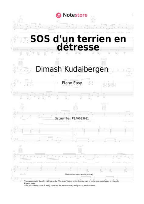 SOS d'un terrien en détresse piano sheet music easy Dimash Kudaibergen in Note-Store.com | Piano ...